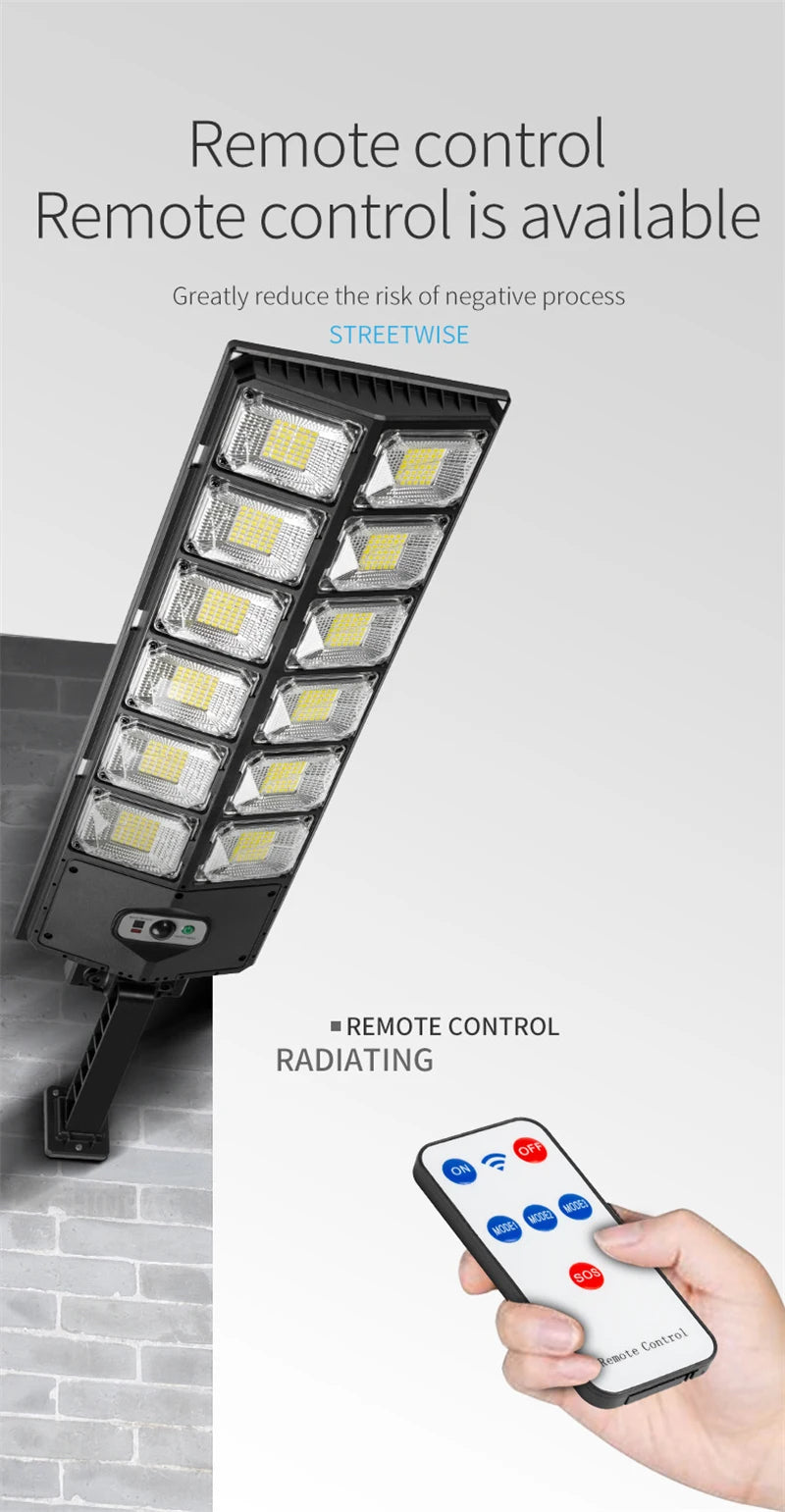 20000 Lumens Solar Lights Outdoor IP65 Waterproof LED Street Wall Lamp With PIR Motion Sensor Sunlight for Garden Yard Street