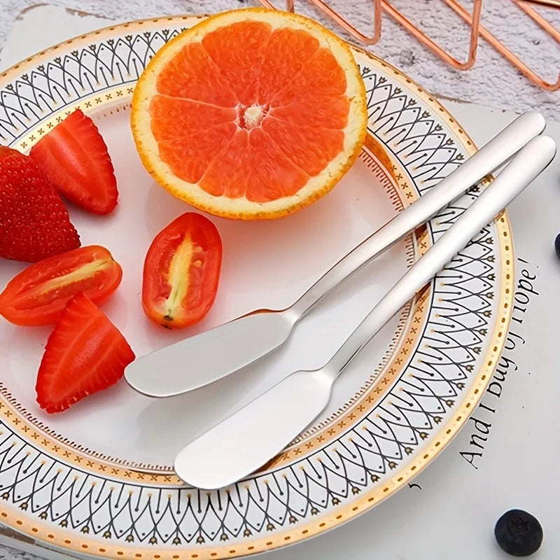 2 pieces, butter knife, stainless steel butter knife, cheese spreader, kitchen butter shovel, multifunctional butter shovel
