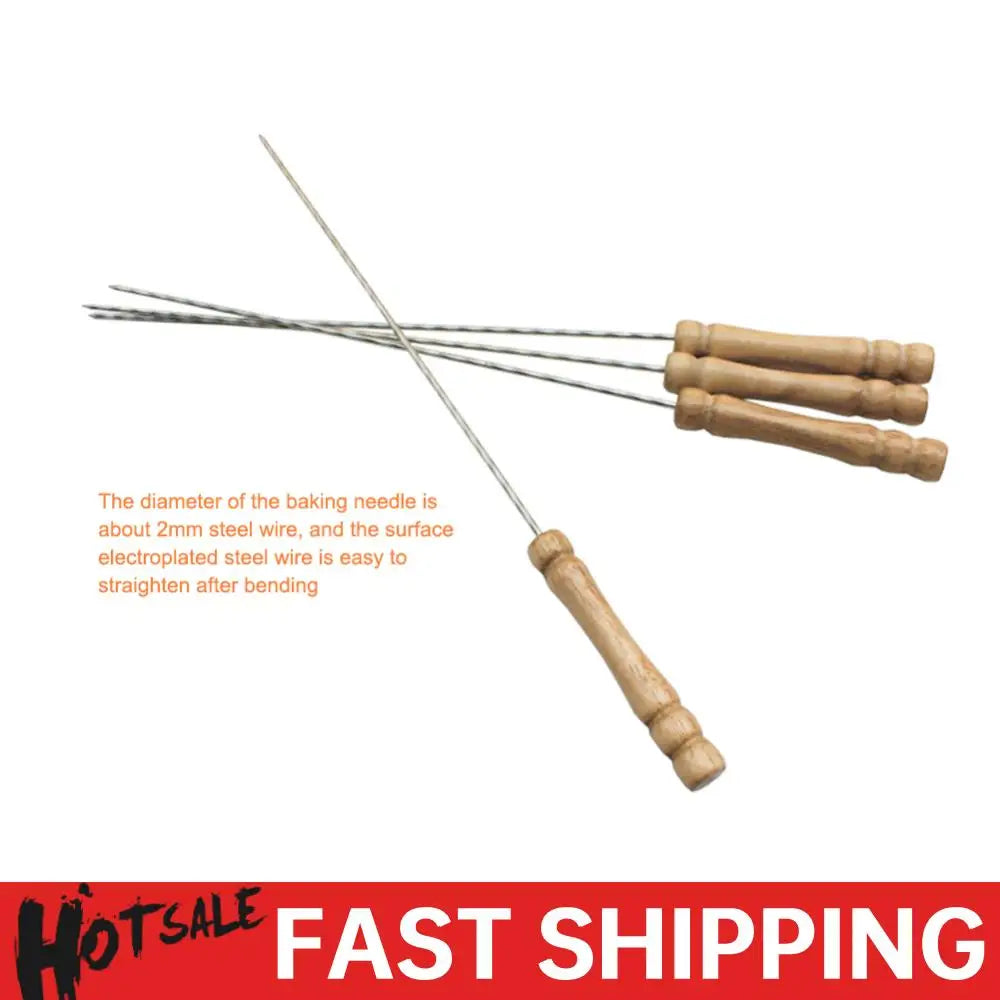 10Pcs Barbecue Skewer Reusable 8 Inch Shish Kebob Sticks with Wooden Handle for Shish Kebab Chicken Shrimp and Vegetables