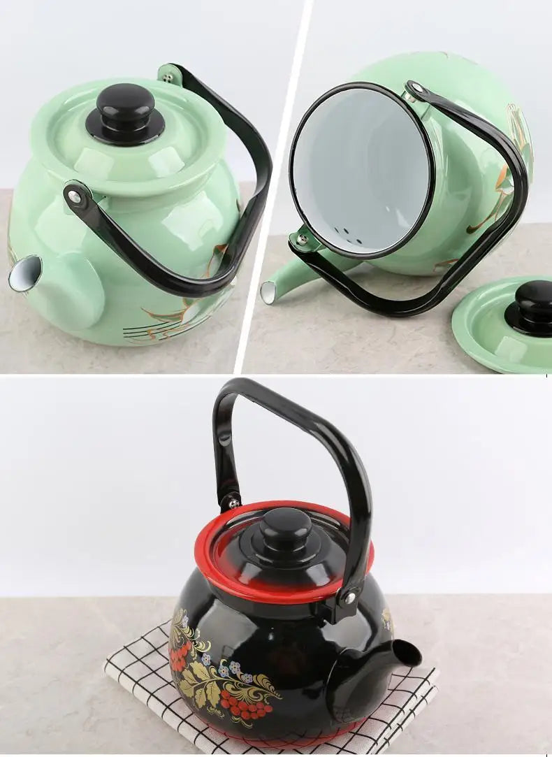3.5L Large Capacity Porcelain Enameled Tea Pot Perfect for Home or Restaurant Use Tea Kettle Practical and Beautiful