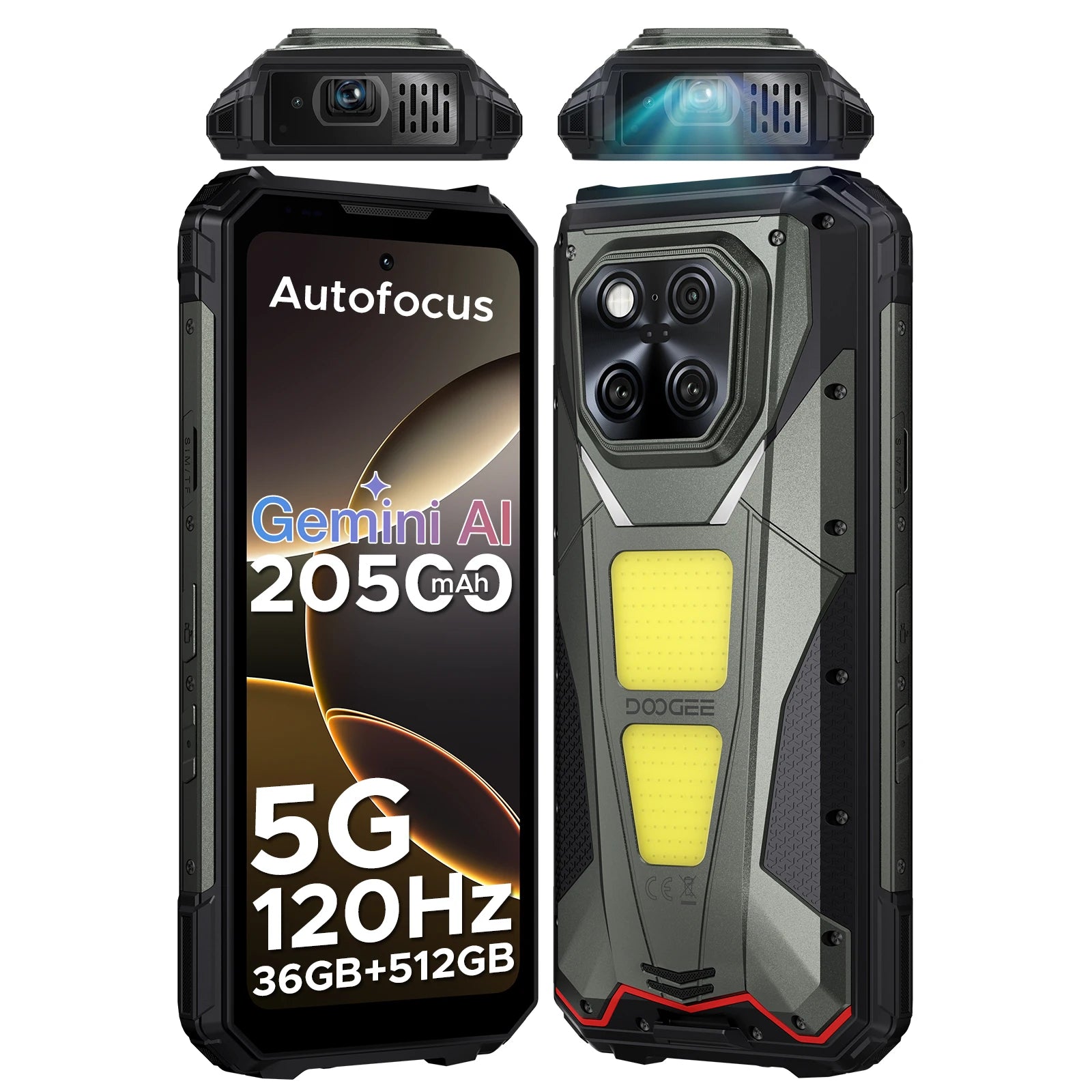 DOOGEE V Max Play 5G Rugged Phone Projector Function Dual Camping Lights 6.78'' Display 20500mAh Battery 16GB 512GB Smartphone