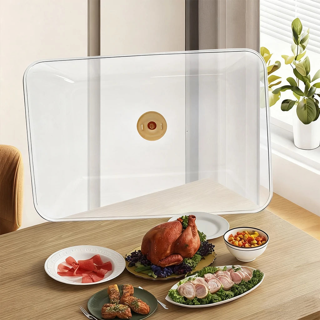 WORTHBUY Reusable Plastic Food Cover Clear Dustproof&Insect Food Fresh-keeping Cover Protective Lid Kitchen Storage Accessories