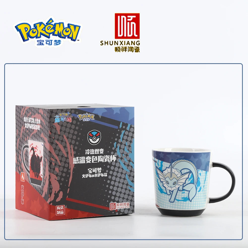 SHUNXIANG Pokémon Ceramic Mug Eevee Color Changing Mug Cartoon Vaporeon & Flareon Coffee Milk Cups Tea Cups Drinkware Gifts