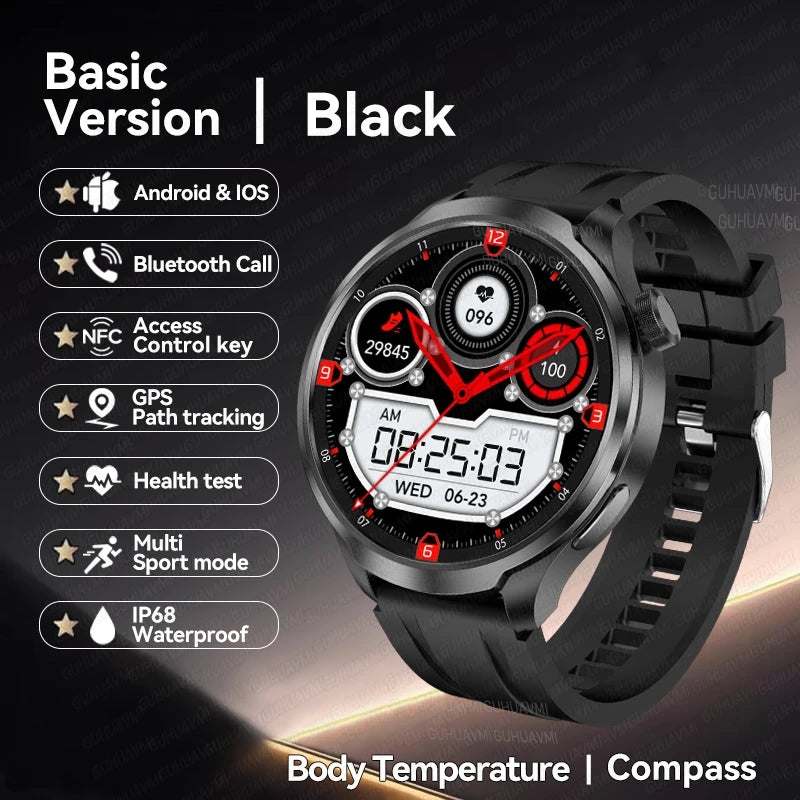 1.85-inch HD Sapphire Glass Smart Watch Men's GPS Movement Track NFC Bluetooth Call  Lingdong Island Health Detection Smartwatch