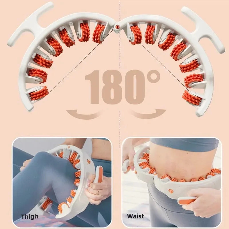 Ring Leg Massager with 14 Soft Rubber Rollers for Full Body Neck Shoulder Abdominal Anti Cellulite Slimming Muscle Relaxation