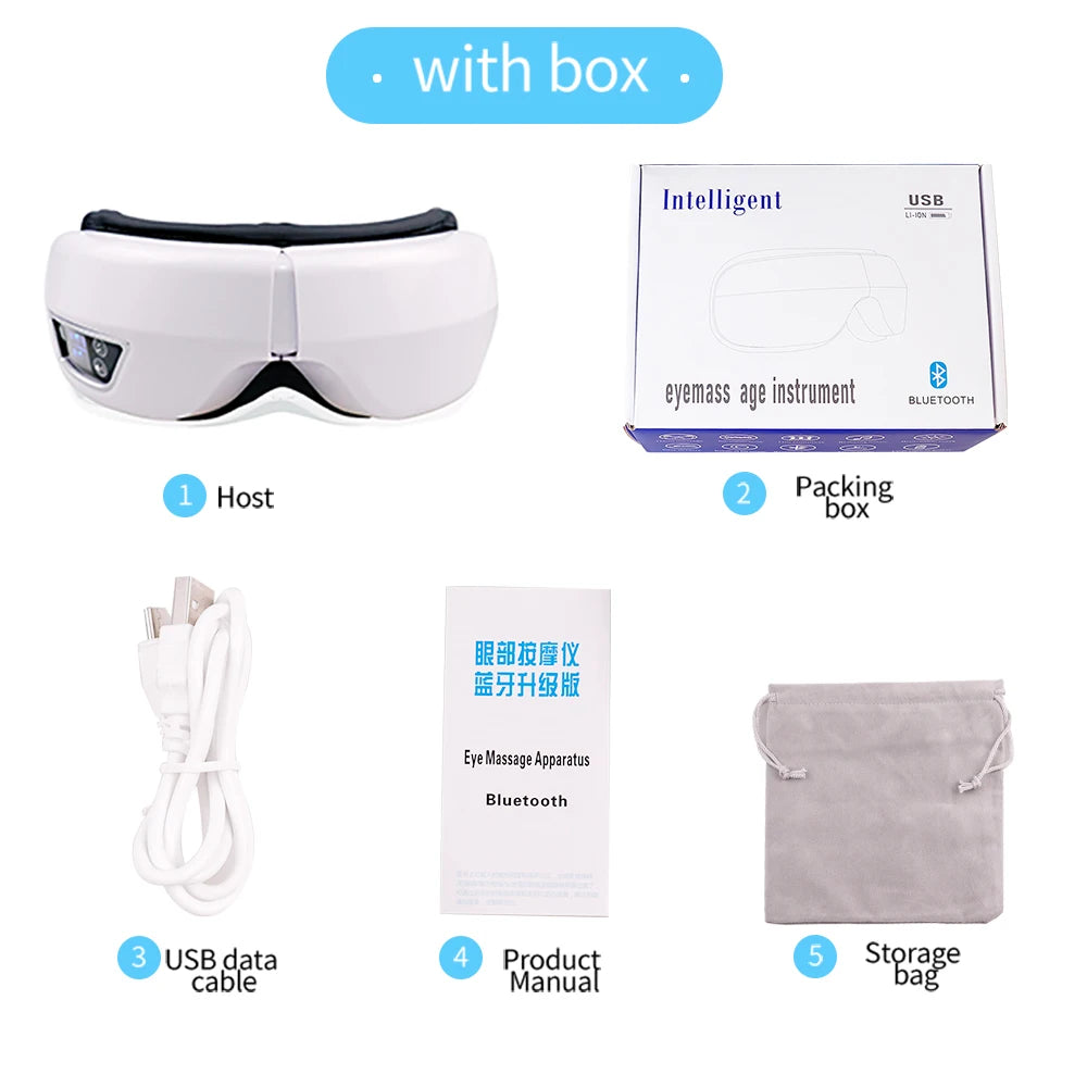 6D Smart Eye Massager Vibration Airbag Compress Eye Care Instrument Bluetooth Music Eye Massage Glasses Eye Relax Fatigue