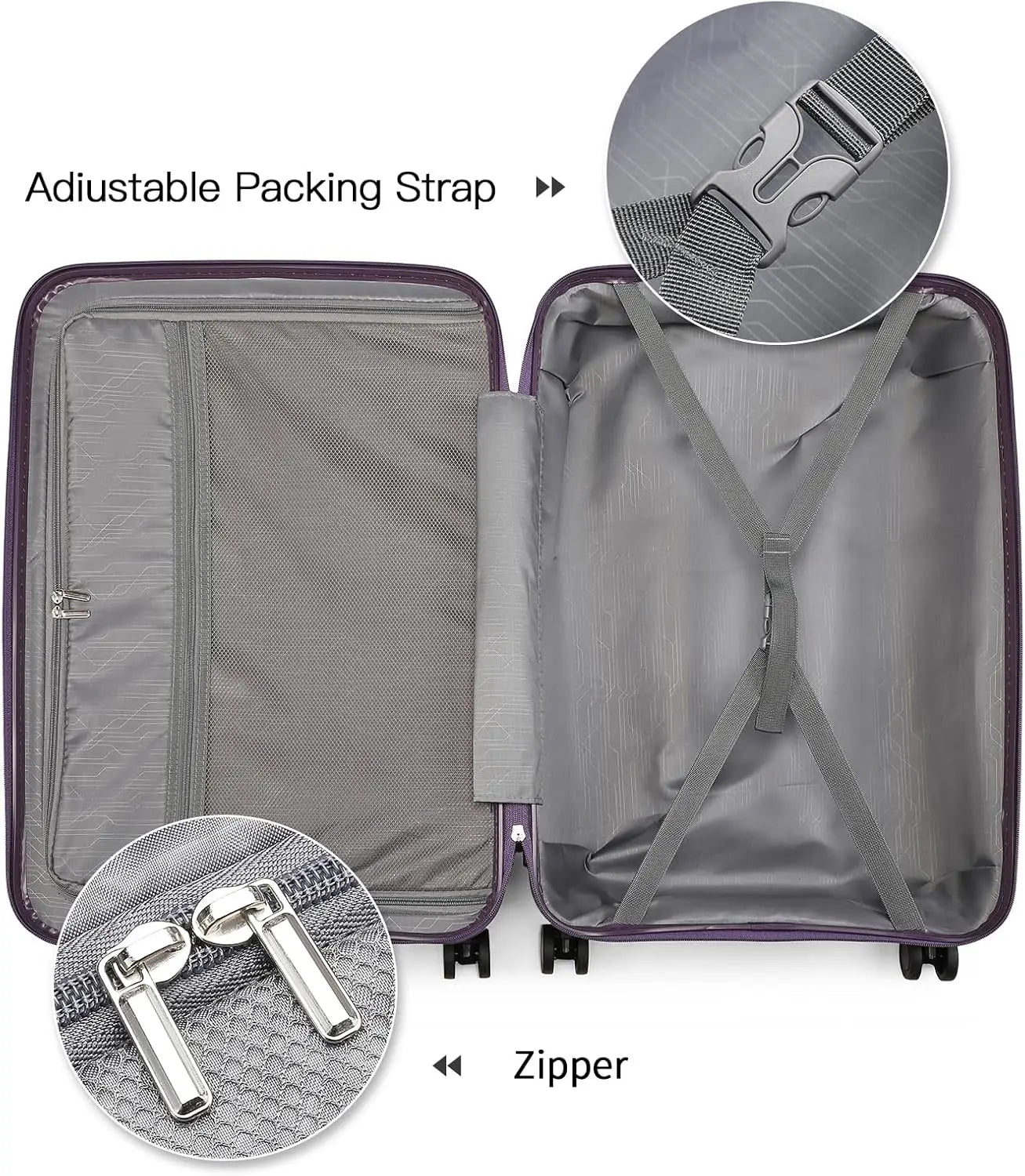 British Traveller 2 Piece Luggage Set 14+20 Inch, PP Hard Shell Suitcase with TSA Lock & Silent Spinner Wheels, Portable Carry-On Luggage for Business & Short Trips
