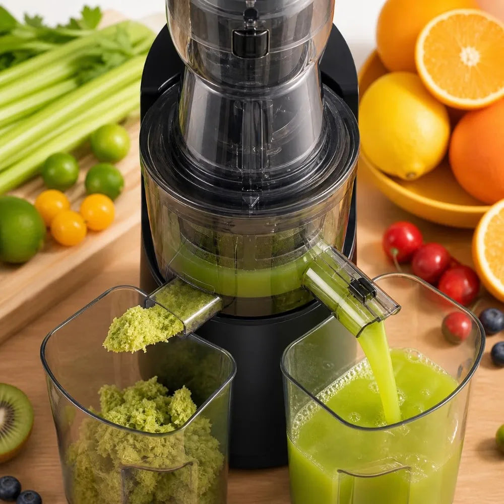 500W Cold Press Slow Juicer with Wide Feed Chute High Yield Quiet Motor Reverse Function Easy Clean