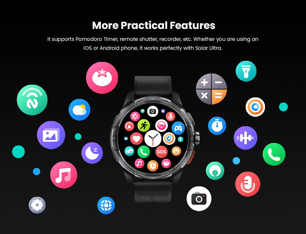 HAYLOU Solar Ultra GPS Smart Watch 1.6” AMOLED Display 60Hz Refresh Rate Bluetooth Calls 5ATM Water Resistance Sports Smartwatc