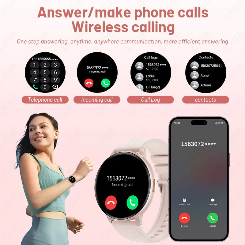 LIGE Fitness Smartwatch Voice Assistant 2026 Heart Rate Monitor Bluetooth Call IP67 Waterproof New Sports Tracker Smart Watches