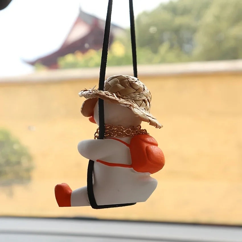 Car Pendant Cute Anime Little Duck Swing Auto Rearview Mirror Hanging Ornaments Interior Decoraction Accessories for Girls Gifts