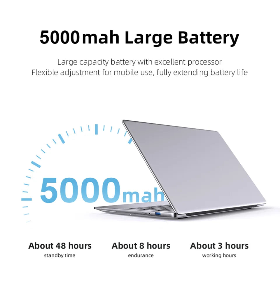 Xiaman 14.1 Inch HD Display Laptop Computer Windows 11 Pro Intel Atom A3950 Laptops Lightweight Notebook PC Office Study Computer