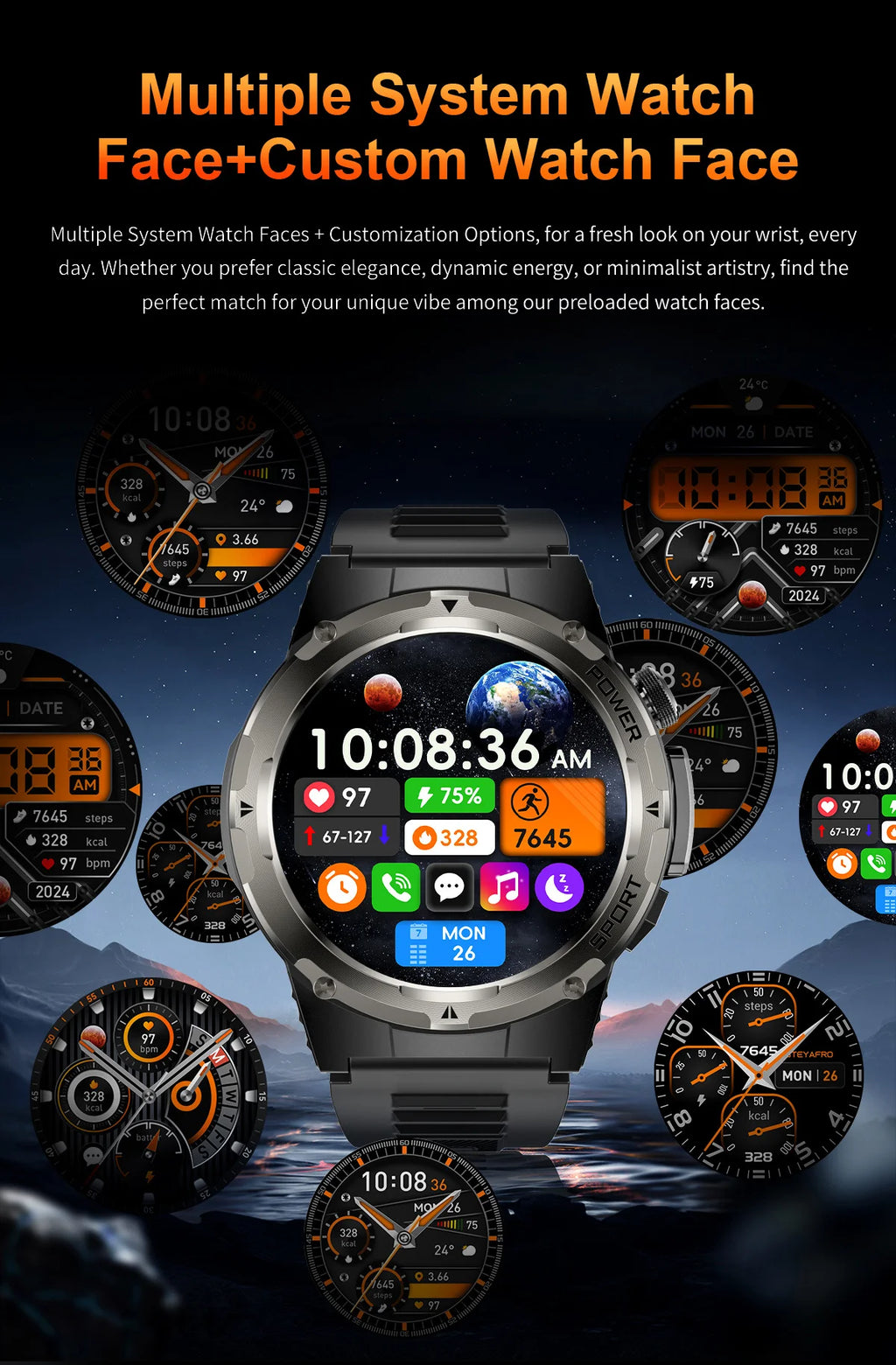 T-Rex 3 GPS Sports Waterproof Smart Watch Men 3ATM waterproof 500mAh Battery NFC Call 2026 New Military Smartwatch UV+Infrared