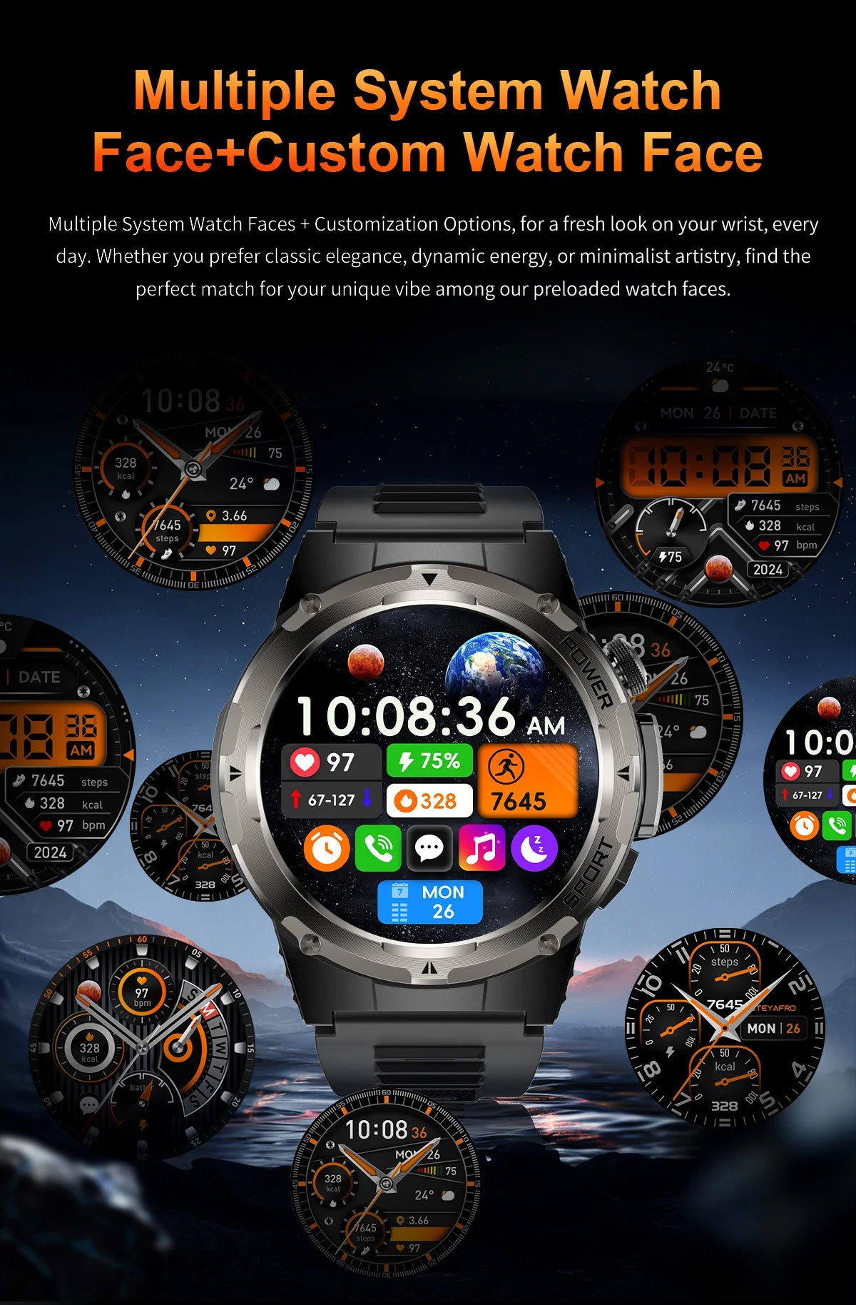 T-Rex 3 GPS Sports Waterproof Smart Watch Men 3ATM waterproof 500mAh Battery NFC Call 2026 New Military Smartwatch UV+Infrared