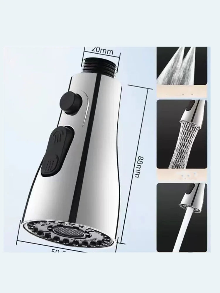 Kitchen Pull Out Faucet Sprayer Nozzle 3 Modes ABS Water Saving Bathroom Basin Sink Shower Spray Head For 1/2" Connection