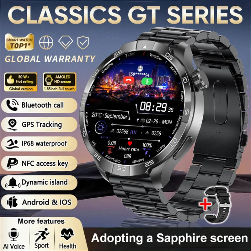 2026 Smart Watch Always display AMOLED NFC Bluetooth Call GPS trajectory Waterproof Health Sport Smartwatch Men for Android iOS