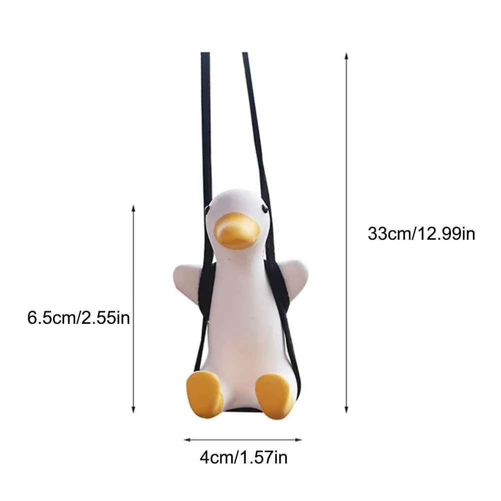 1PC Cute Car Pendant Swinging Sunglasses Duck Hanging Swing Rearview Mirror Decoration