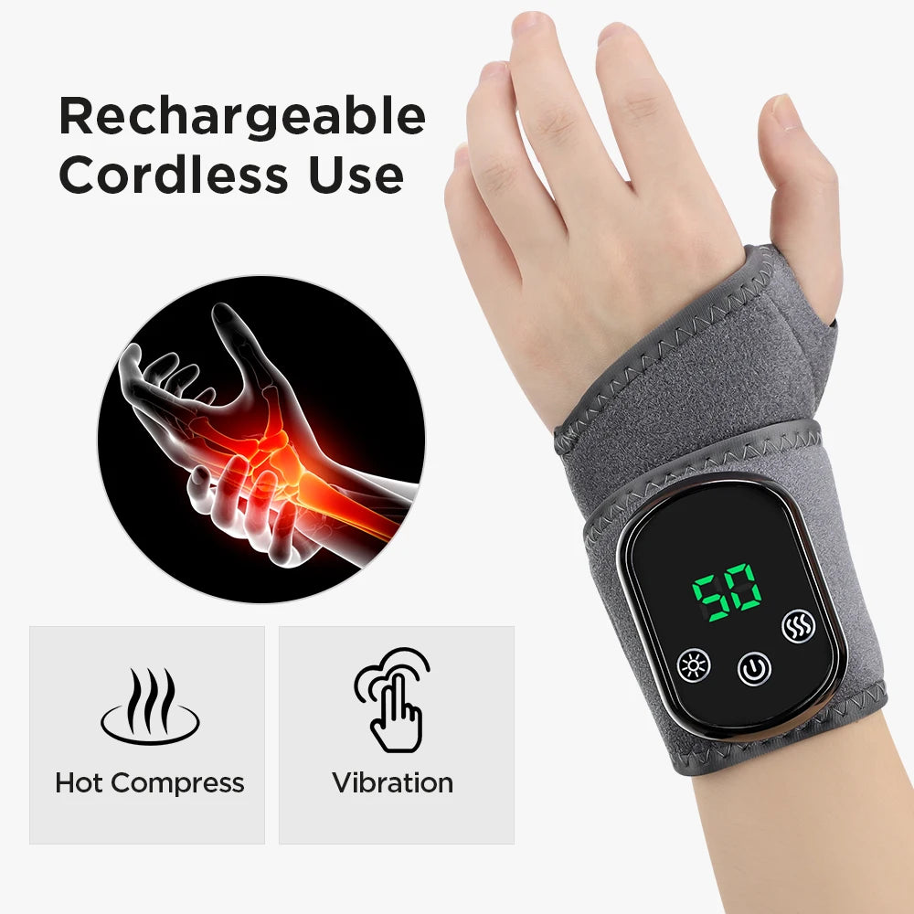 Electric Wrist Brace with Adjustable Hot Compress Vibration Massage Ankle Guard Band Carpal Tunnel Hand Foot Protection Tool