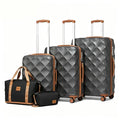 British Traveller 13/20/24/28 Inch Luggage Set with Travel Bag, Interlockable ABS+PC Hard Shell Suitcase, Side Embedded TSA Lock, Smooth Silent TPE Spinner Wheels, Full YKK Zipper Large Capacity Travel Suitcase for Overseas B