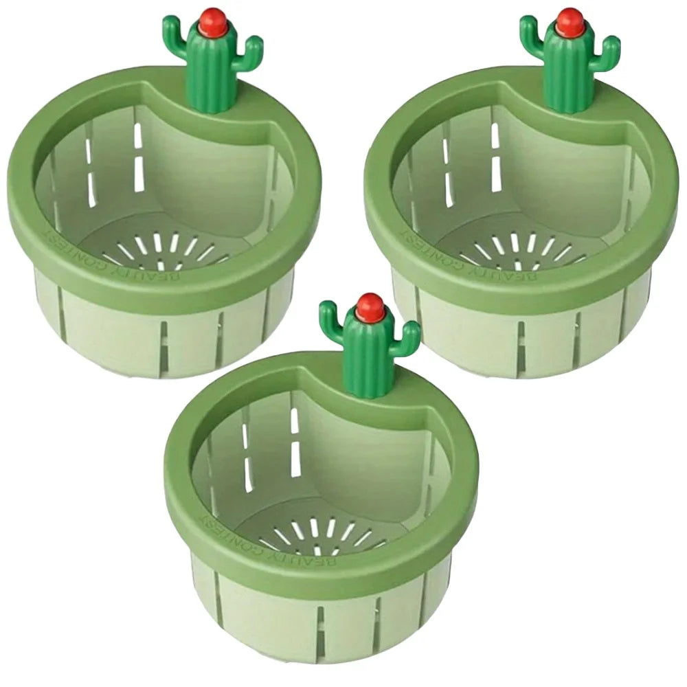 1-5pcs Cactus Sink Drain Strainer Press Automatic Dumping Basket Multi-functional Use Filter Net for Tub Kitchen Waste Collector