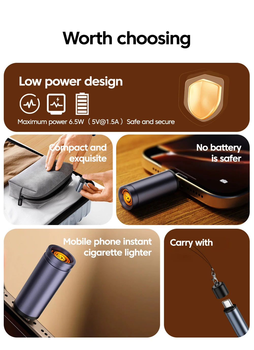 Type-C Mobile Cigarette Lighter Air Blowing Cigarette Lighter Outdoor Safety Portable Mini Cigarette Lighting Artifact