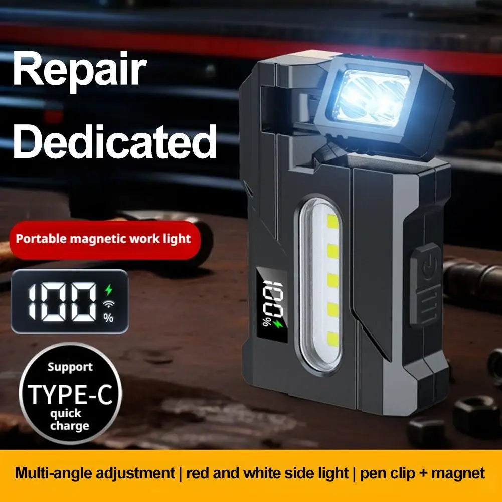 Outdoor Adjustable Angle Flashlight 1200 Lumens COB LED Zoomable Work Light USB Rechargeable Torch for Camping Hiking