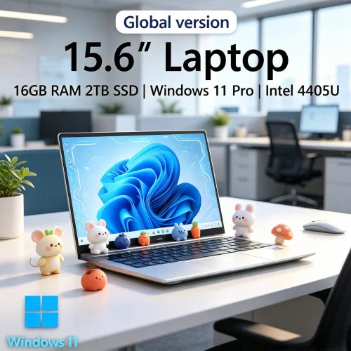 Ethereal 2026 Lithe Bodied Laptop 15.6 16GB RAM 2TB SSD Intel 4405U Posh Gaming PC 1920*1080 Display Sleek Office Study Computer