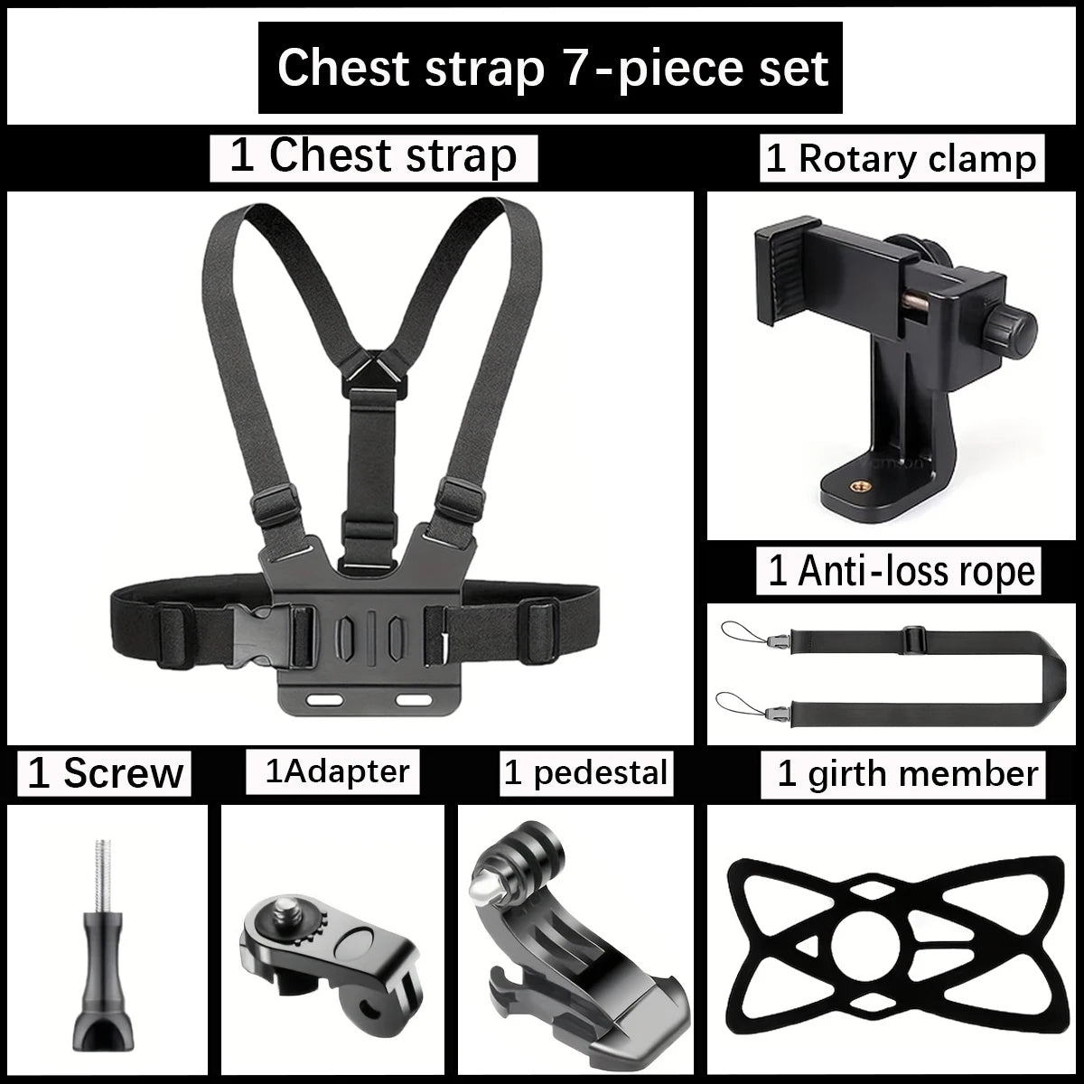 Adjustable Headband And Chest Band Shooting Stand for Mobile Phones And Action Cameras Compatible with GoPro DJI And More