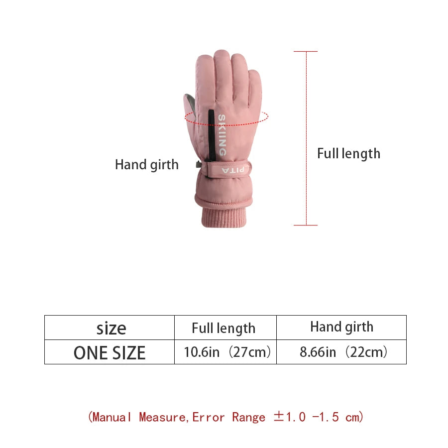 WOMEN'S Professional Winter Warm Skiing Gloves, Warm Snow Gloves, Waterproof Motorcycle Gloves, Smile 506 Touch Screen