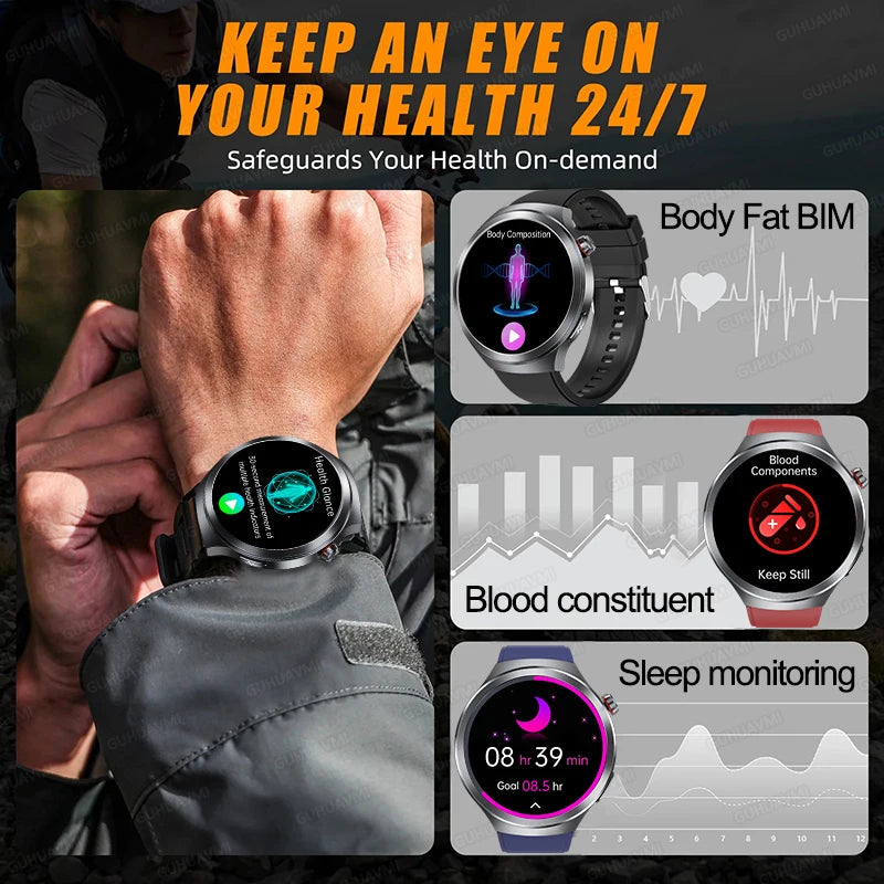 New For Health ECG+PPG Smart Watch Lipids Uric acid Blood Pressure Health watch Men NFC 100+Sport HD Bluetooth call Clock Women