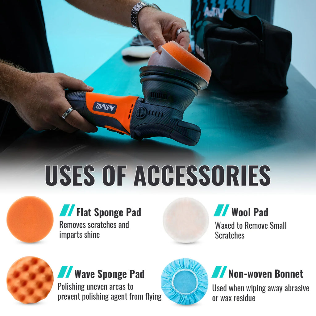 AUTIWOZ W01 630W Dual Action Car Polisher 125mm/5" Random Orbital Buffer 6 Speed DA Polishing Machine Waxing Kit For Auto Paint