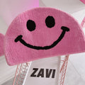 Rose pink semicircular smiley face floor mat imitation cashmere soft bedroom door floor mat bathroom absorbent carpet