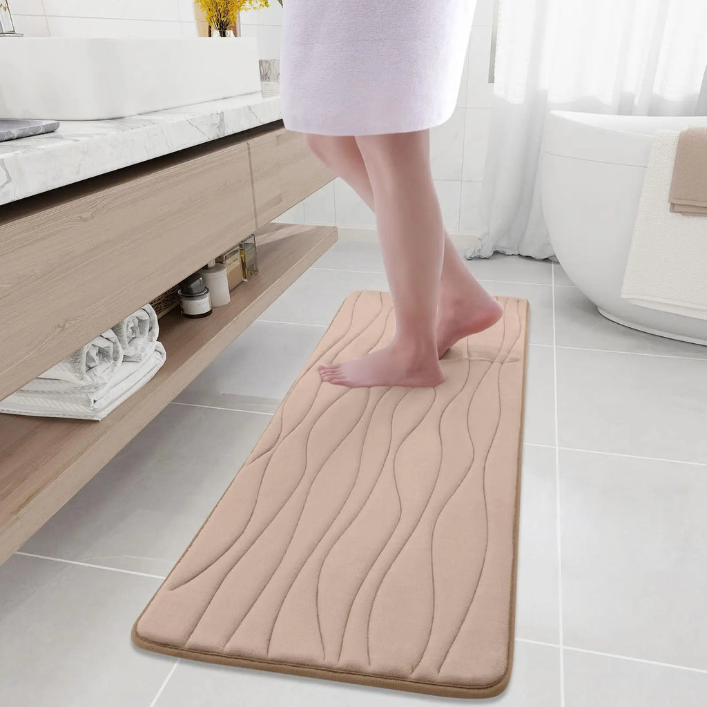 Olanly Memory Foam Mats For Bathroom Highly Absorbent Non-slip Bath Rugs Super Soft Comfort Carpet  Machine Washable Shower Mats