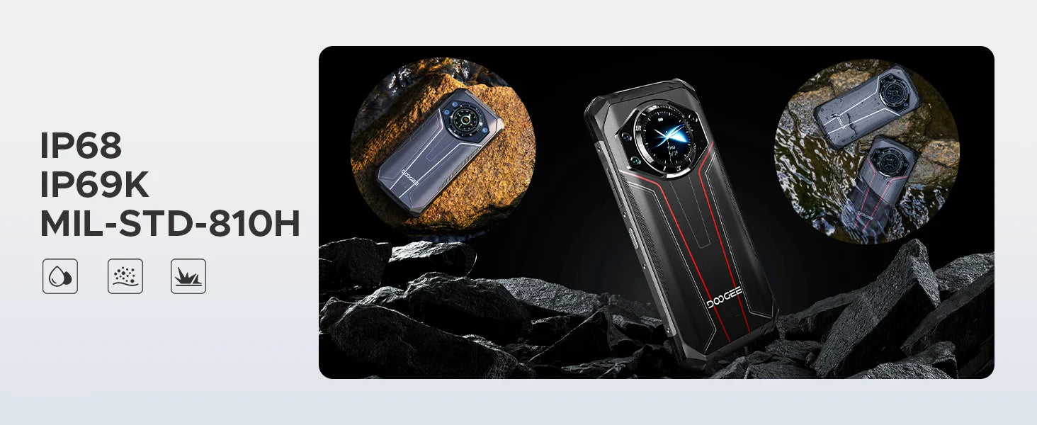 DOOGEE S119 Rugged Phone 1.32" Rear Display 6.72" 32GB(8+24) 512GB 100MP Main Camera 10200mAh Large Battery NFC Cellphone