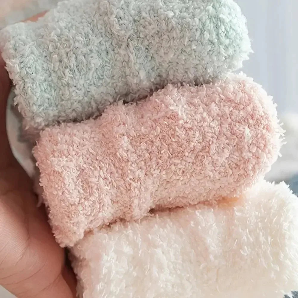 5 Pairs Thickened Coral Fleece Socks for Women Medium Sleeve Comfort and Warmth Winter Socks Floor Socks