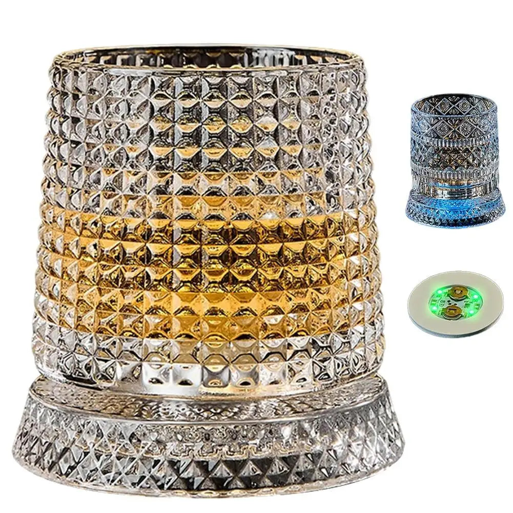 1set 260ML Rotating Whiskey Glass Creative Crystal Premium Beer Cup Str Relief Liquor Cup With Base Straight Drink Mold Wine Gla