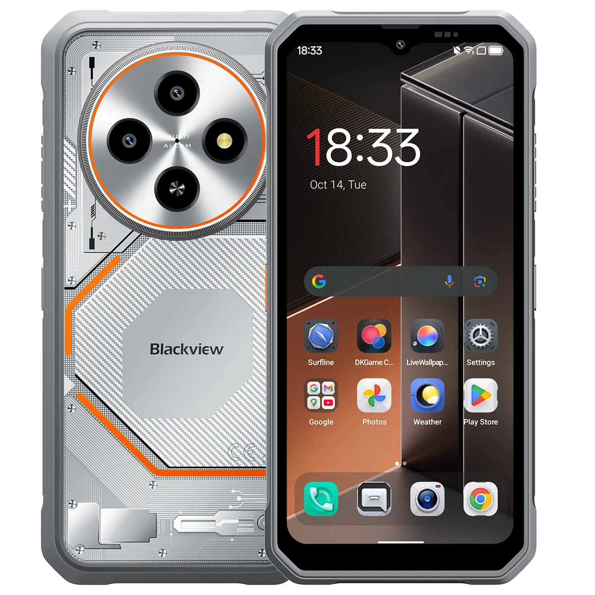 Blackview Fort 2 Rugged Phone Android 15 Smartphone, 6.5"HD+90Hz Dispaly, IP69K Waterproof 16MP+13MP Camera, NFC/OTG/GPS