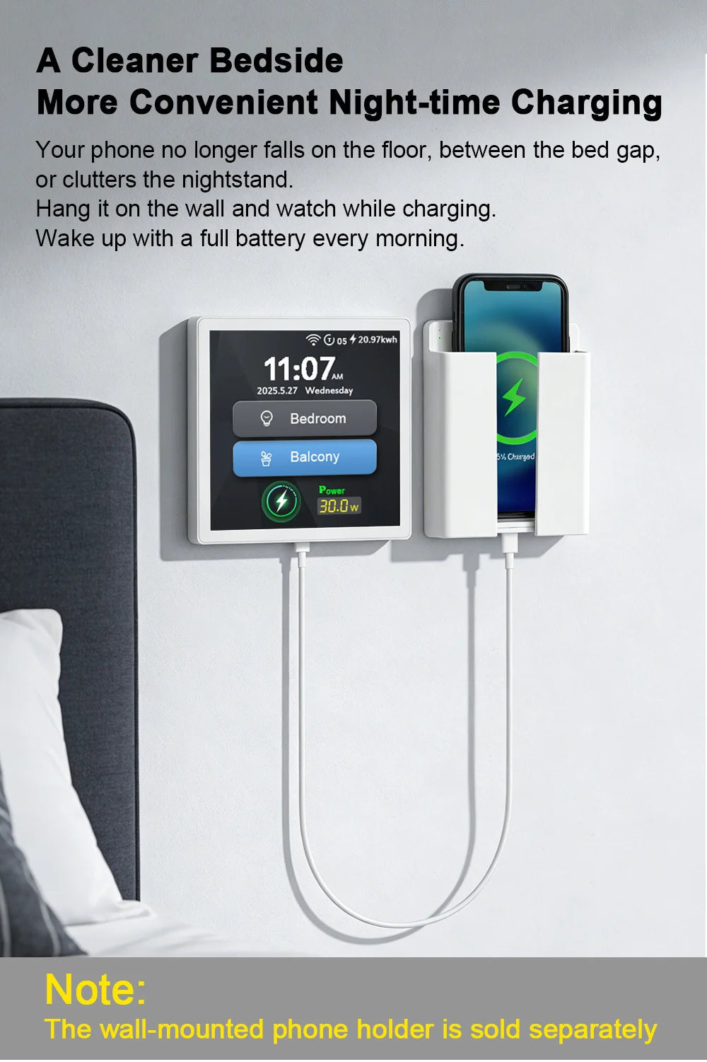 Tuya Smart Home 4-Inch Touch Screen Dual Control Switch 30w Fast Charging Intelligent Control Rechargeable Intelligent Switch