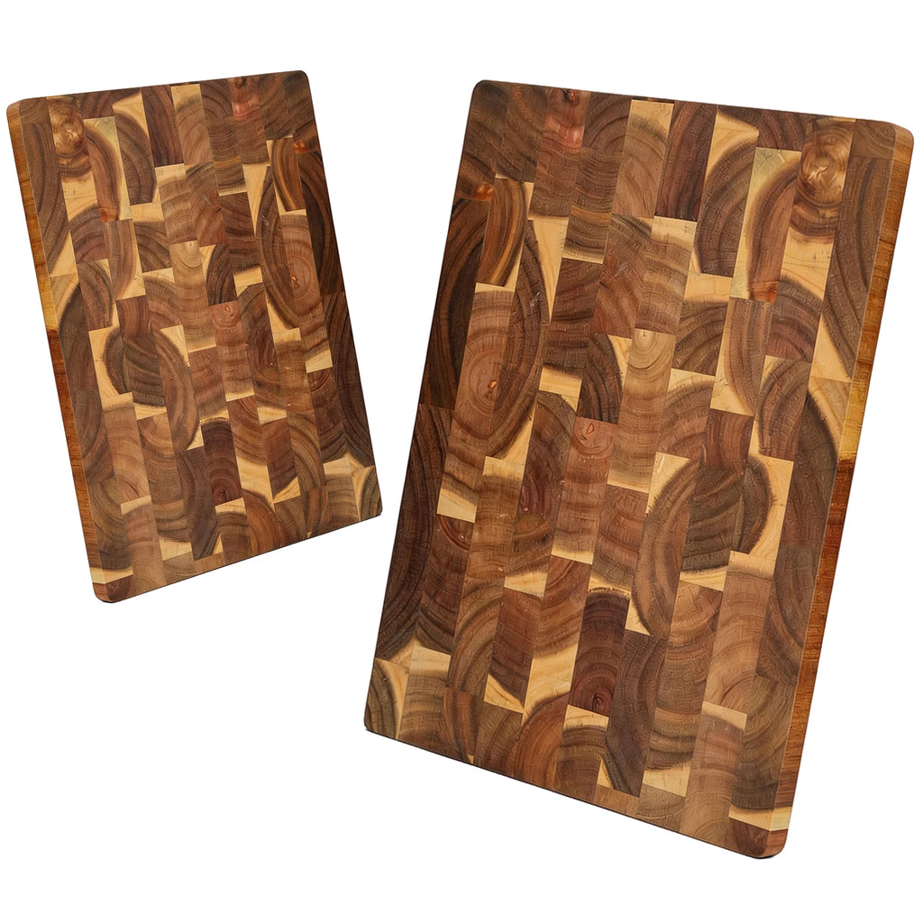 Acacia Wood End Grain Cutting Board, Reversible Kitchen Chopping Board, Multi-Purpose Serving & Prep Tray, Perfect for Kitchen and Dining Table, 1PK