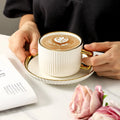 300ml Luxury Gold-Edged Ceramic Cup&saucer Set Latte Art Coffee Cup for Home Kitchen Afternoon Tea Set European Kitchenware Gift