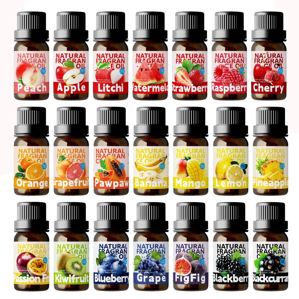 28 Type Fruit Essential Oils Fruit Fragrance Oil for Diffuser Candles Making -Strawberry Lemon Peach Banana Mango