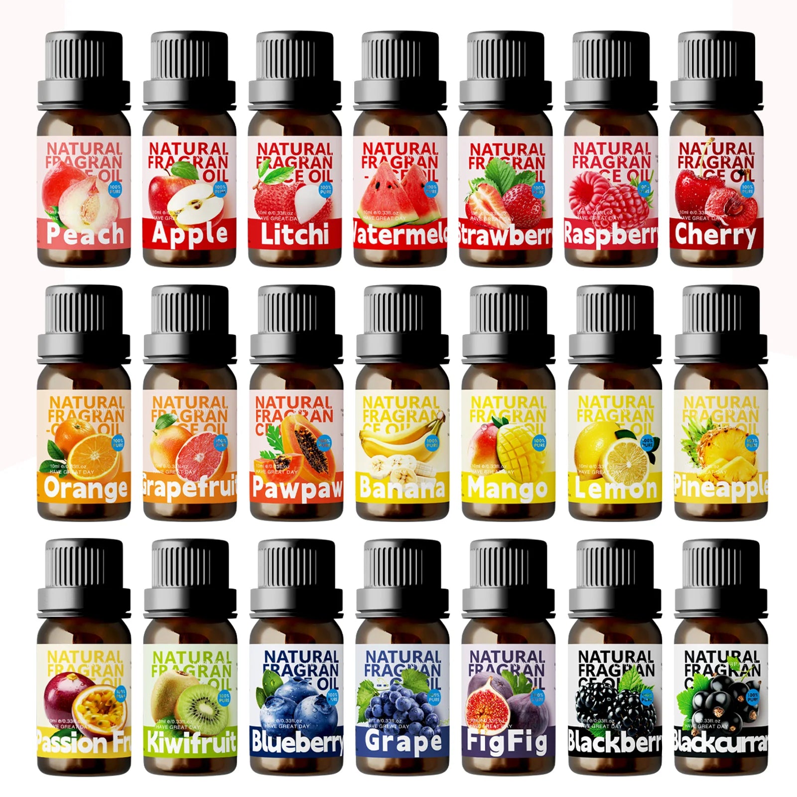 28 Type Fruit Essential Oils Fruit Fragrance Oil for Diffuser Candles Making -Strawberry Lemon Peach Banana Mango
