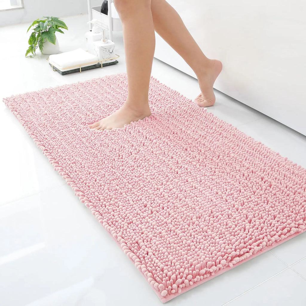 Homaxy New Chenille One Thick And Three Fine Floor Mat Indoor Non Slip Doormat Dirt Trap Absorbs Water Comfortable Bathroom Mats