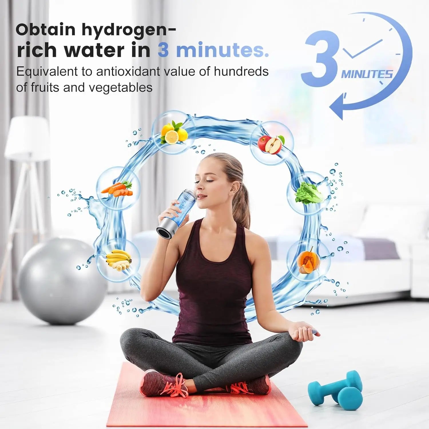 Portable Hydrogen Water Generator Bottle Rechargeable Electric Alkaline Ionizer Cup Hydrogen-Rich Water Health Care