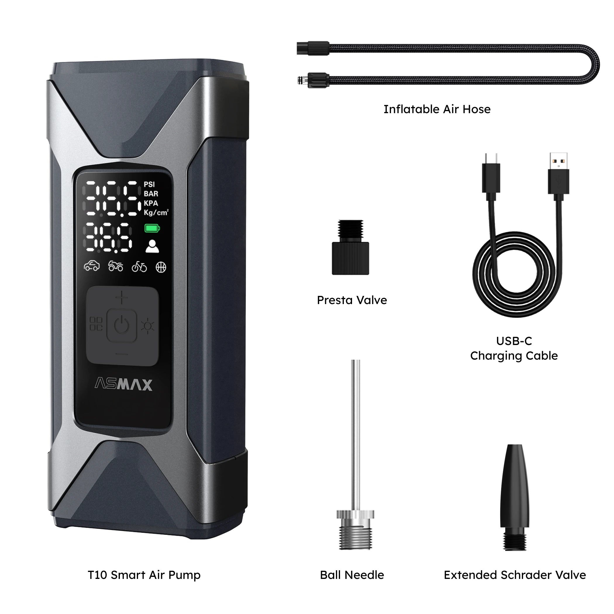 ASMAX 160PSI Portable Inflator Pump Motorcycle Air Pump 7500mAh Tyre Electric Inflator Pump for Car Bicycle Balls Air Compressor
