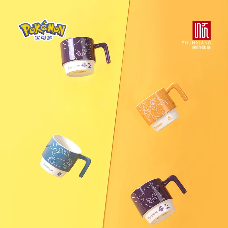 SHUNXIANG Pokémon Licensed Cartoon Ceramic Mugs Stackable Coffee Milk Tea Cups Cute Pattern Children Milk Cup Gift