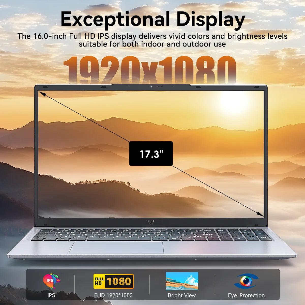 KAMRUI 17.3 AMD Ryzen 3 4300U Laptop 16GB DDR4 RAM 512GB SSD Lightweight Business Laptop Windows 11 Pro Ordenadores Portátiles