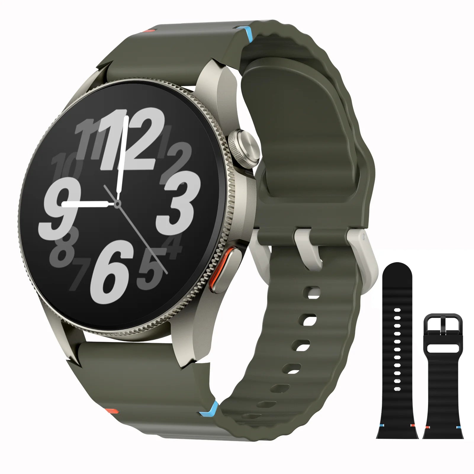 AURAFIT Trek2: Reloj intelligent con AMOLED y Gran battery of 450mAH. Mide heart rate, hace llamades, GPS y es impermeable.