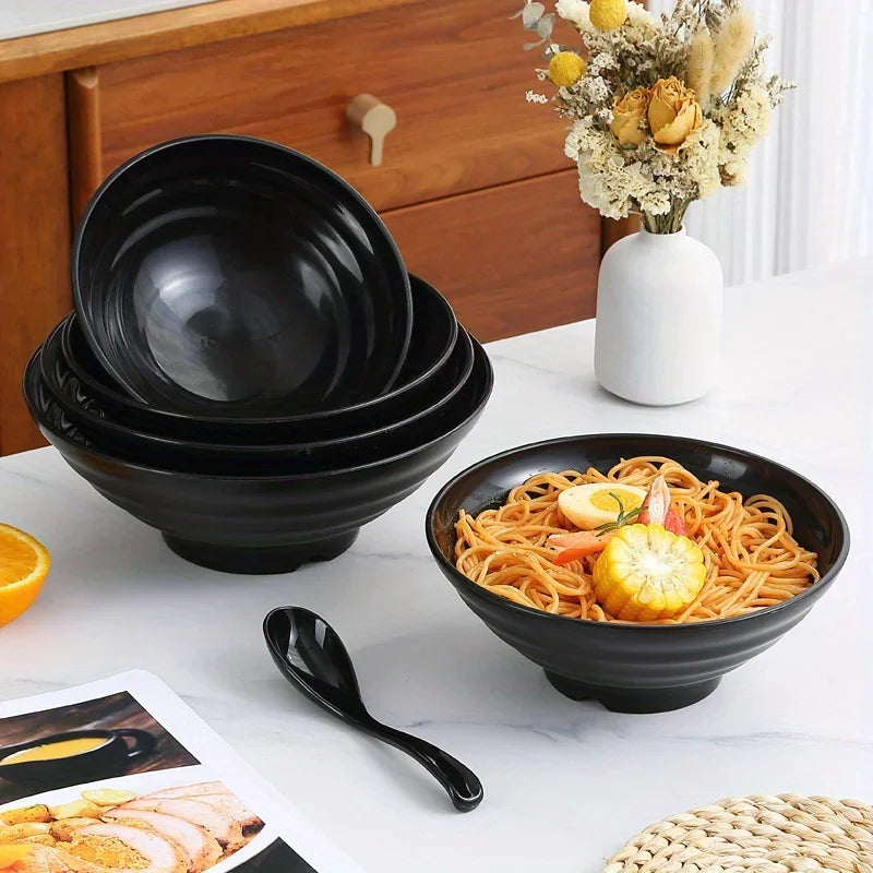 Thickened Plastic Ramen Bowl Anti-Slip Salad Bowl Solid Color Perfect for Kitchen Restaurant Lamian Noodles bowl(NOT CERAMIC)