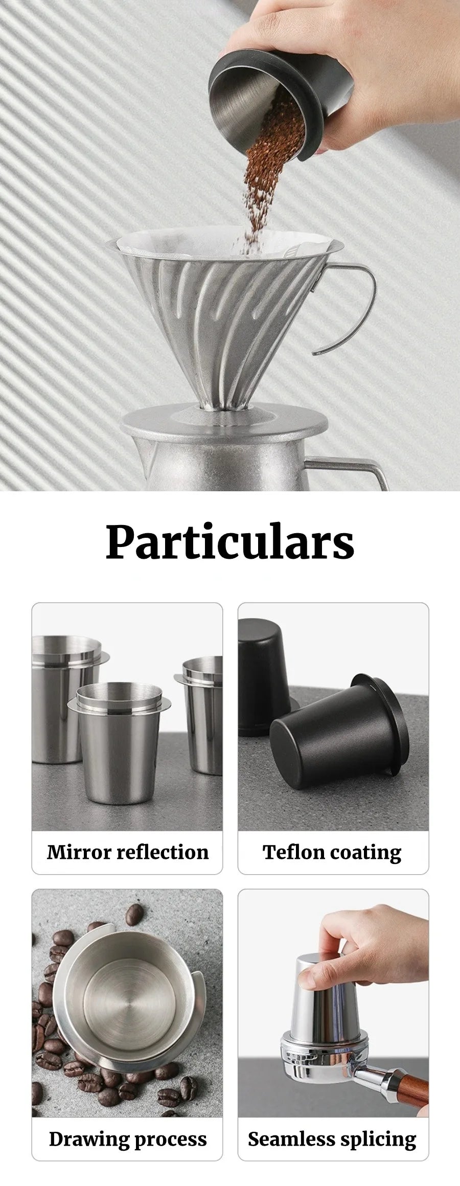 Coffee Dosing Cup Sniffing Mug for Espresso Machine Wear Resistant Stainless Steel Coffee Dosing Cup Drop Shipping 58/53/51mm